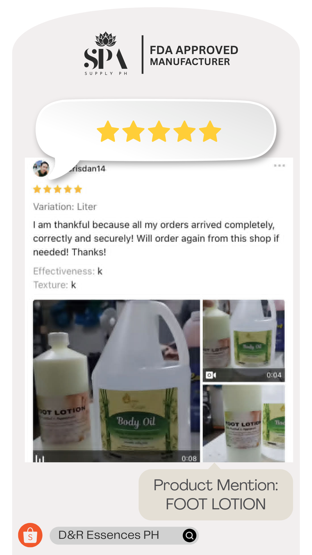Foot lotion customer review